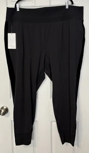 Athleta Venice Velvet Stripe Jogger Plants Size 3X Black Pull On Stretch NWT  - Picture 1 of 11