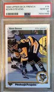 Kevin Stevens 1990 Upper Deck French #14 Rookie Card PSA 10 Penguins Legend Low - Picture 1 of 2