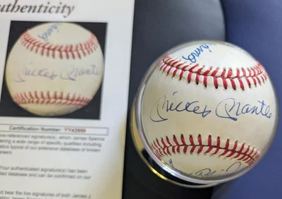 Mantle Williams Robinson Yastrzemski Autographed Triple Crown Baseball JSA COA - Image 1 of 4