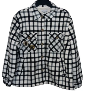 Chaqueta de franela forrada Sherpa Boston Bruins NHL Wear By Erin Andrews para mujer, L - Imagen 1 de 6