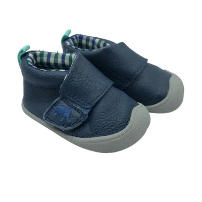 Zapatillas altas Carters Crawl para bebés niños cuero gancho y bucle azul marino talla 2 Foto 1 de 4