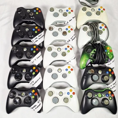 14 x FAULTY Genuine Xbox 360 Wired Wireless Controller Bundle -Spares/Repair - Image 1 of 4