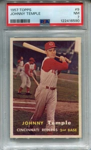 1957 Topps #9 Johnny Temple PSA 7 NM Cincinnati Reds - Picture 1 of 2