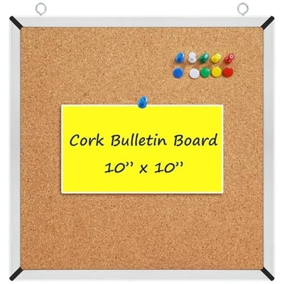 Cork Board Small Set - Notice Board Corkboard 10 x 10 inch Framed with 10  - Image 1 of 4