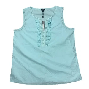 NUOVO Talbots Top Donna Taglia L Y2k Senza Maniche Blu Chiaro Camicia Canotta Blusa - Foto 1 di 9
