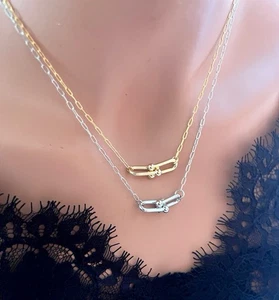 Gold Lock Necklace Silver Lock Necklace Gold Charm Necklace Gold Chain Necklace - Picture 1 of 4