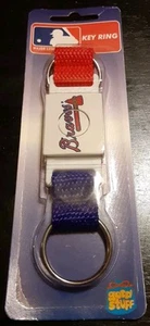 Mlb Baseball Atlanta Braves Keyring Keychain push button clip red white & blue - Picture 1 of 3