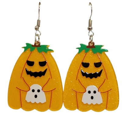 Pendientes colgantes Jack O Lantern Ghost naranja Halloween novedad calabaza vacaciones Foto 1 de 4