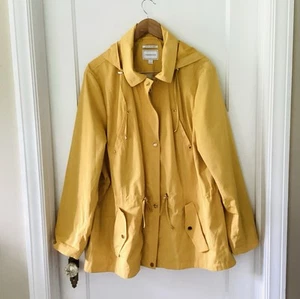 Charter Club Women’s 3X waterproof Hooded Anorak Jacket honey Yellow hood lined - Picture 1 of 15