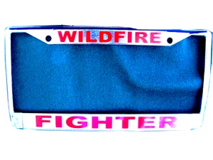 WILDFIRE FIGHTER-License Plate Frame-Chromed Cast Metal-#811988R - Picture 1 of 1