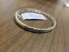 Periwinkle Silver Bracelet, Turquoise & Clear Rhinestone 