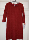 Cat & Jack Girls Red 3/4 Sleeve Shine Crochet Sweater Dress, M 7/8