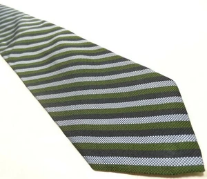 Faconnable Herren Krawatte grün & grau Streifenmuster Krawatte Made in Italy - Bild 1 von 10
