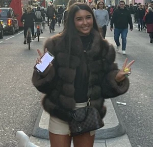 Echt Fuchspelz & Waschbär Pelzmantel kurze Damen Jacke mit Kragen neuestes Design - Bild 1 von 17