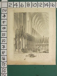 c1830 ANTIQUE PRINT ~ WINCHESTER CATHEDRAL INTERIOR OF THE CHOIR ~ KEUX - Picture 1 of 1