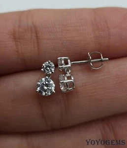2.20CT Excellent Round Cut F/ VVS1 Moissanite Stud Earrings Solid 14K White Gold - Picture 1 of 6