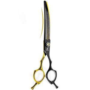 Sangelar 7,5 Zoll Haustier Ausdünnung Schere-gebogen, JP440C, schwarz gold & Farboptionen - Bild 1 von 10