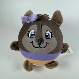 Fiesta Plush Violet The Wolf Mushy Plushies Ball 4" Grey Purple Stuffed Animal - Picture 1 of 11