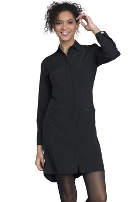 Black Cherokee Scrubs Infinity 40"  Lab Coat 1401A BAPS Antimicrobial - Image 1 of 4