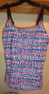 REEBOK COSTUME DA BAGNO TANKINI BLU/ROSA/MULTICOLORE STAMPATO NUOVO TAGLIA 6 - Foto 1 di 8