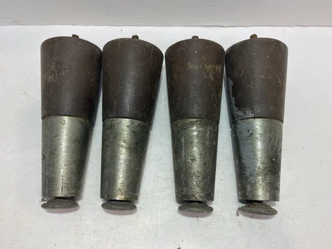 Vintage Set Of 4 Mid Century MCM 6” Steel Tip Wood Furniture Legs Cover