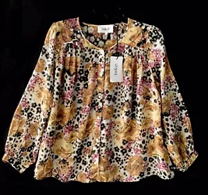BA&SH Multicolor Print Button Up Cotton Long Sleeve U.S. 6 Reg $195 NWT - Picture 1 of 4
