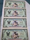 4 Disney Dollars Series 1991. Uncirculated Mint Condition. Following Numbers. 