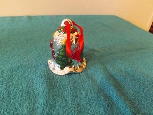 Metal Christmas Hanging Bell Ornament Silver Color Metal 3.5"T 2.75" D - Picture 1 of 3