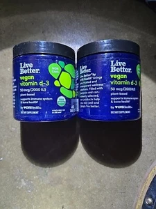 2 Pack Live Better Vegan Vitamin D-3 50 MCG 40 Tablets Each Exp Date 07/2025 - Picture 1 of 3