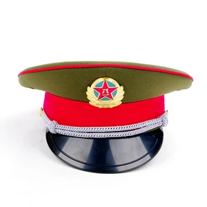 23inch Chinese Communist Visor Hat Military Officer Captain's Army Cap&badge - Picture 1 of 6
