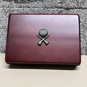 NEW PLAYING CARDS WITH GOLF THEME, 2 DECKS OF 52 CARDS EACH IN A NICE WOODEN BOX - Picture 1 of 3