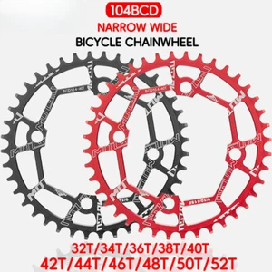 MTB Bicycle Crankset Round Wide Chainwheel 104BCD Wide Narrow Chainring 32T-52T - Picture 1 of 46