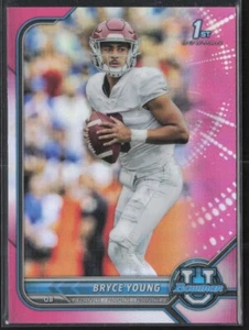 Tarjeta Bowman U Bryce Young 2022 rosa cromada primera Bowman radiocontrol Carolina Panthers #4 - Imagen 1 de 3