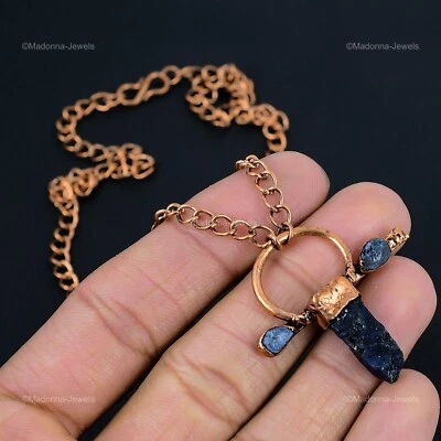 Venta de Pascua Sodalita Natural Cobre Áspero Electroformado Cadena Collar Joyería Foto 1 de 4