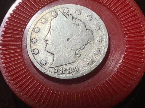 #08 1889 V Nickel with free shipping Cover