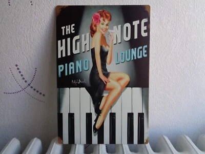 TOLE METAL PIANO LOUNGE PIN UP 20 X 30 CMS NON PLAQUE EMAILLEE ANCIENNE - Photo 1/3