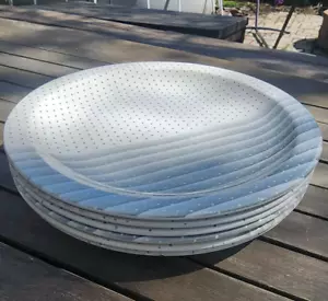 Set of 6 Churchill SHADES GRAY Stripes Lines Polka Dots 10" Dinner Plates - Picture 1 of 4
