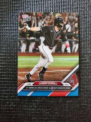 Corbin Carroll Grand Slam - 2024 MLB TOPPS NOW Card 609 Blue Parallel 30/49 - Image 1 of 2