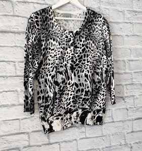 Josephh A Suéter Mujer Mediano Negro Estampado Animal Cárdigan Manga 3/4 Informal - Imagen 1 de 6
