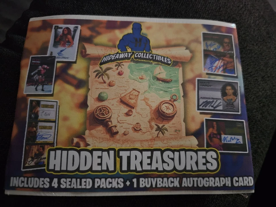 HIDEAWAY COLLECTIBLES HIDDEN TREASURES 4 WWE PACKS PLUS BUYBACK AUTO ROCK LYNCH  - Image 1 of 1