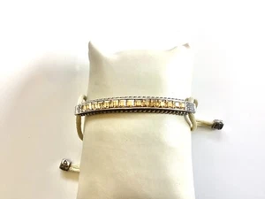 Brighton Color Groove Slide Bracelet Champagne Crystals Silk Cord Silver - Picture 1 of 4