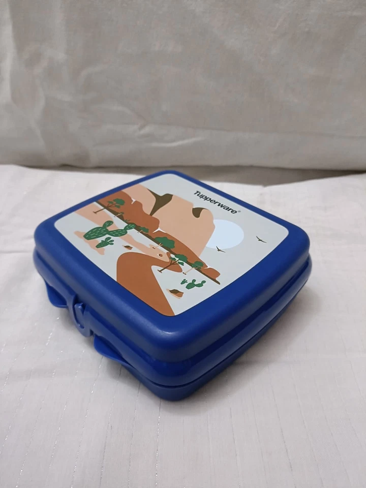 Tupperware Sandwich keeper Desert print Square Shape Lunch Box Free Ship - Image 1 of 3