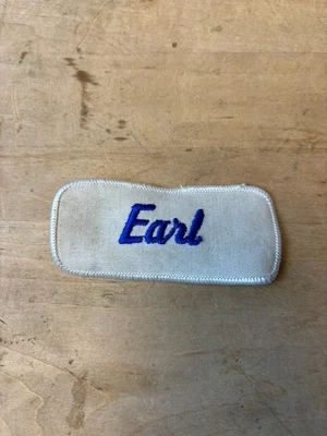 Винтажный 70-х EARL шить на вышитая одежда куртка униформа имя нашивка синий и белый - Изображение 1 из 3