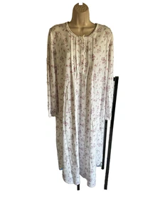 Miss Elaine Vestido de Noche Clásico 5B Blanco + Rosa Floral Cuello Redondo Mangas Largas XL - Imagen 1 de 12