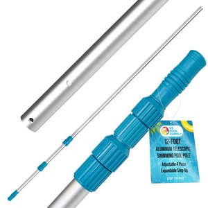 U.S. Pool Supply 12-Foot Aluminum Telescopic Swimming Pool Pole, 3 Piece Step-Up - Picture 1 of 5
