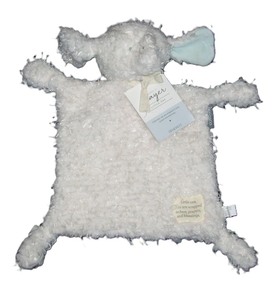 NUEVA Manta Demdaco Oración Elefante Anudada Difusa Bebé Crema Blanca Cuadrada Lovey Foto 1 de 1