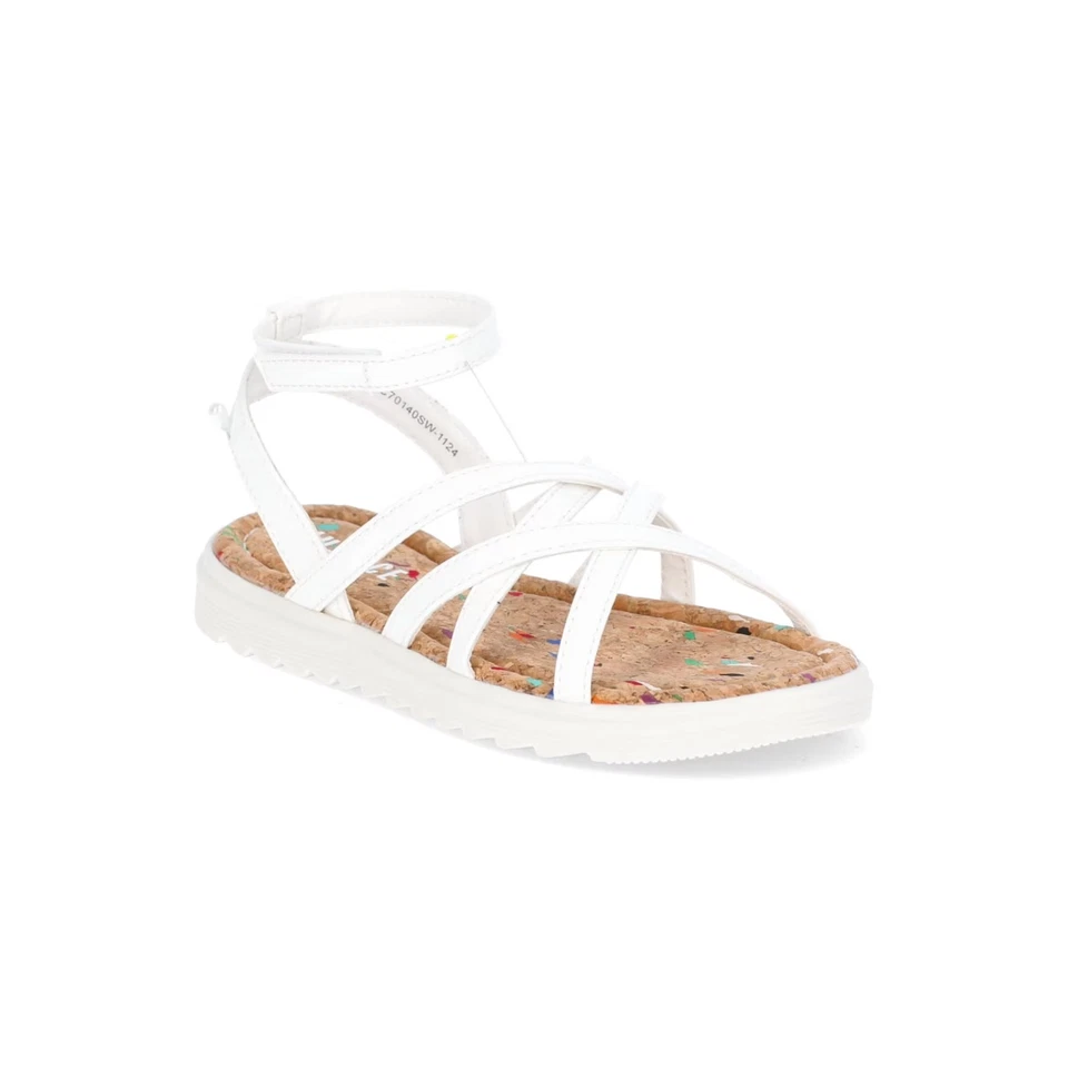 Sandalia Justice Little Girl & Big Girl con tiras, talla 13, punta abierta, blanca, mediana Foto 1 de 4