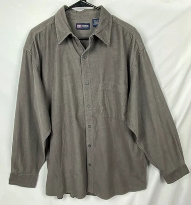 NUEVO CON ETIQUETAS Camisa de Pana Gloria Desteñida Hombres Grande Gris Abotonada 100% Algodón Camisa de Otoño Foto 1 de 4