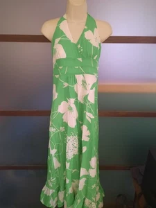 Anthropologie Odille Maxi Abito Prendisole Floreale Verde Bianco Tg 4 Y2K Smocked - Foto 1 di 6