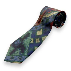 Tango By Max Raab Mens Abstract Pattern Multicolored Silk Tie USA 59 Inch - Picture 1 of 10